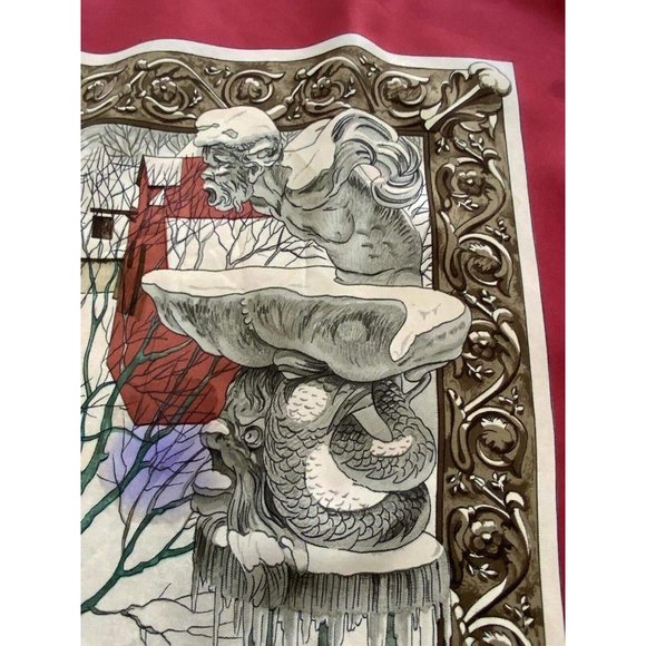 HERMÈS PARIS "L'hiver"By Ledoux Red Horses Snow Hunting Scarf SQR 34’’GD COND - Picture 7 of 9